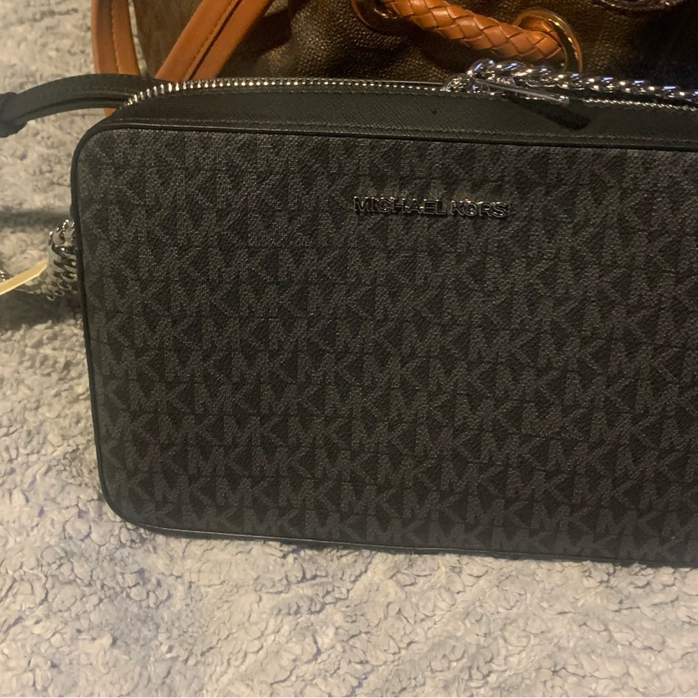 Michael Kors Black and Brown Crossbody Bag